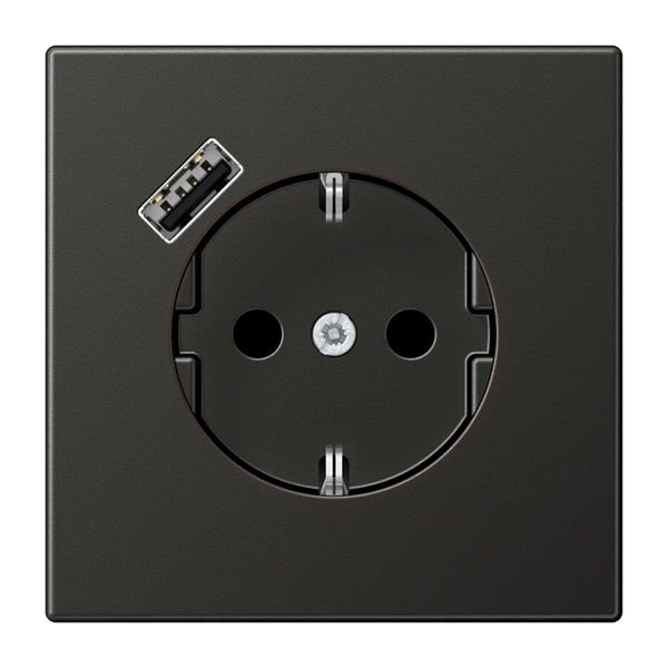 SCHUKO socket with USB type A image 1