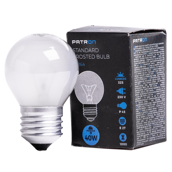 Incandescent Bulb E27 40W P45 230V FR Patron image 1