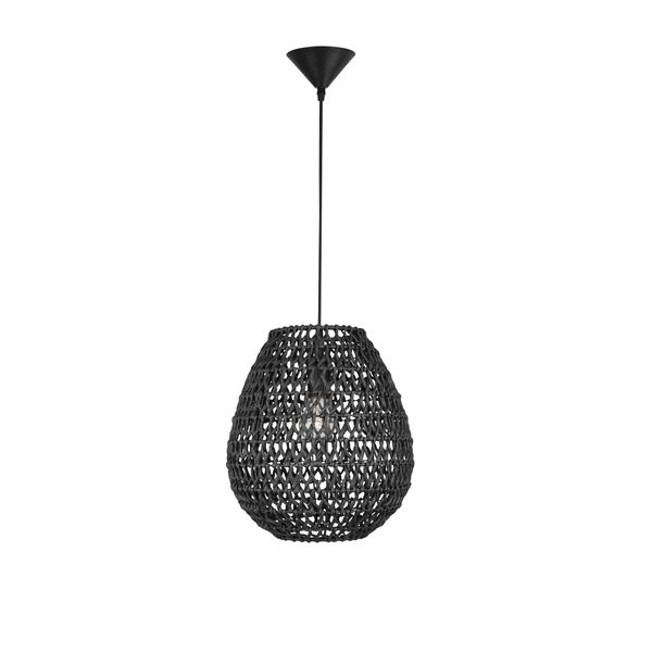 Black Paper  Black Fabric Wire & Base  LED E27 1x12 Watt 230 Volt  IP20 Bulb Excluded  D: 30.5 H1: 33 H2: 215 cm Adjustable height image 1