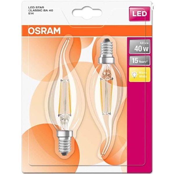 LED Bulb Filament E14 4W B35 CH 2700K 2pcs image 1