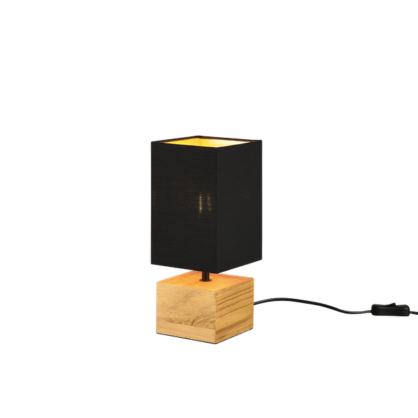 Woody table lamp 12 cm square E14 black/wood image 1