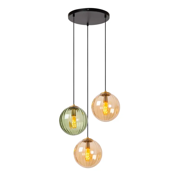 MONSARAZ Pendant light-Green-Ø35-3xE27-40W-Glass image 1