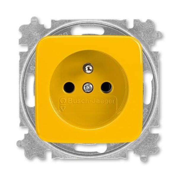 5519B-A02347 Y Outlet single with pin + cover Yellow image 1