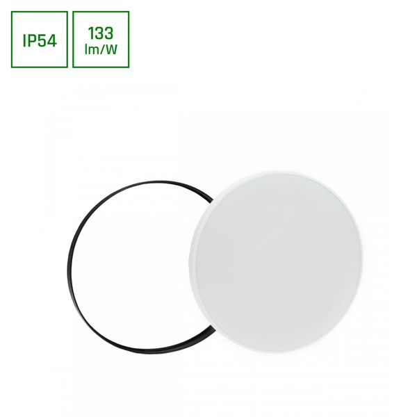 NYMPHEA BLACK & WHITE RINGS 40W NW 230V 115deg IP54 FI485x70 WHITE / BLACK ROUND WITH SENSOR image 1