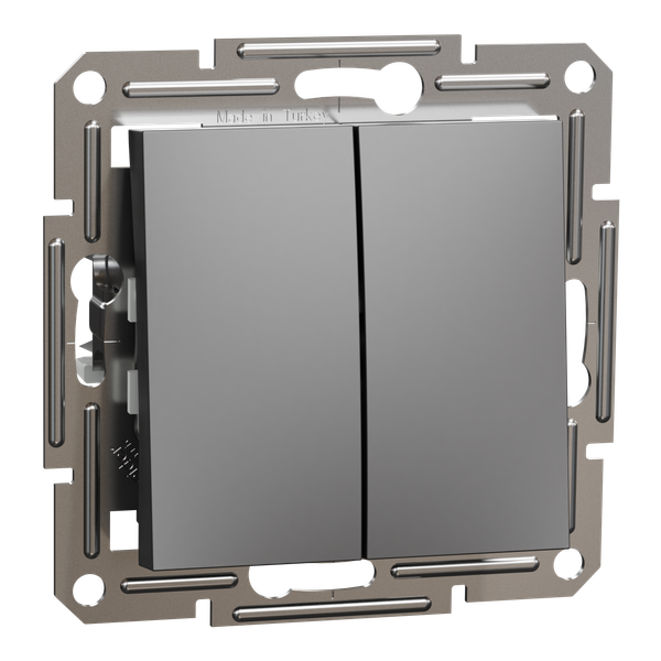 Asfora - double 2way switch, screwless terminals, wo frame, anthracite image 4