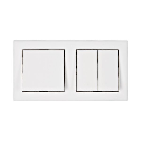 Set on/off switch, series switch with 2gang frame, white image 1