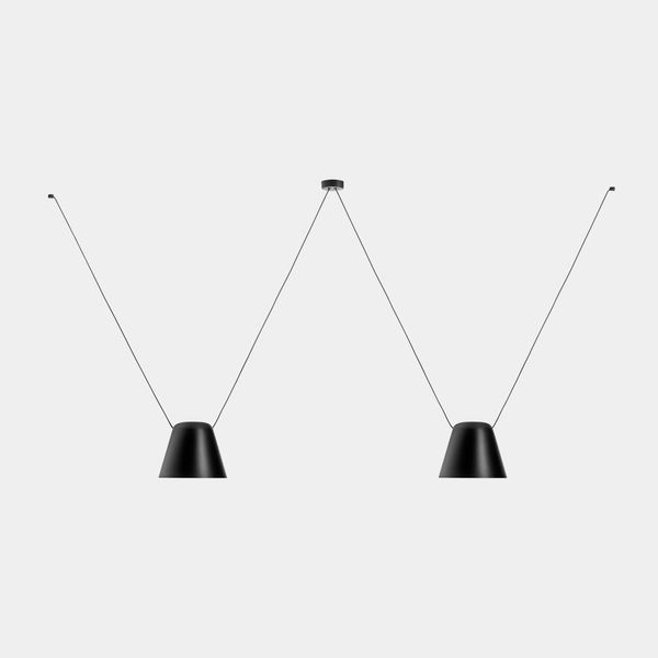 Pendant Attic 2 bodies Conic Shape 2200mm E27 23W Black image 1