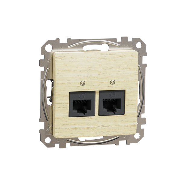 Double DATA Outlet CAT 6 UTP, Sedna Design & Elements, RJ45, Wood brich image 5