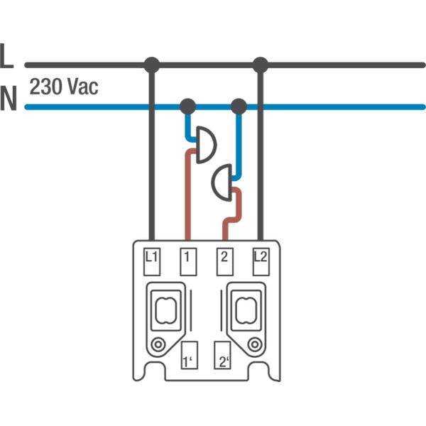 Splashproof, illuminable double push button 10 A/250 Vac with 2 N.O. o image 2