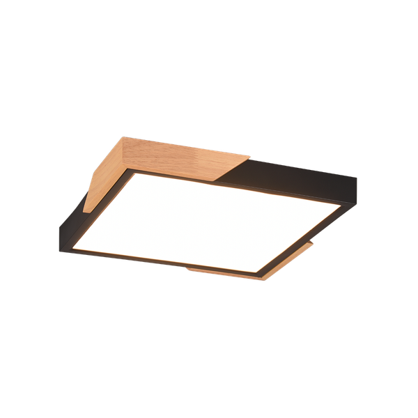 Meta LED ceiling lamp matt black/wood image 1