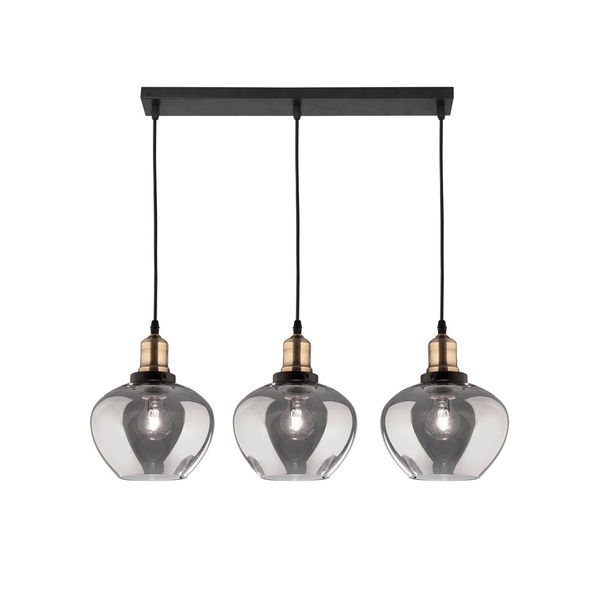 Smoky Glass   Bronze & Black Metal   LED E27 3x12 Watt 230 Volt  IP20 Bulb Excluded  L: 80 W: 18 H: 130 cm Adjustable height image 1