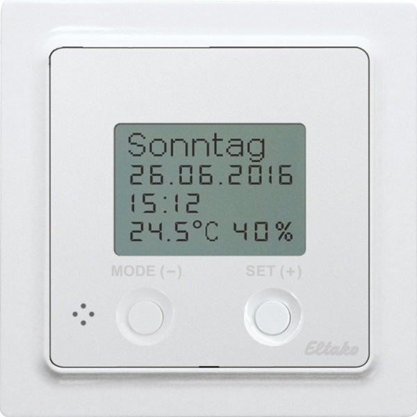 Wireless clock thermo hygrostat with display in E-Design55, polar white glossy 30055803 image 1