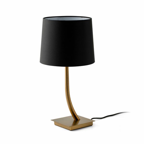 REM BRONZE TABLE LAMP BLACK LAMPSHADE image 1