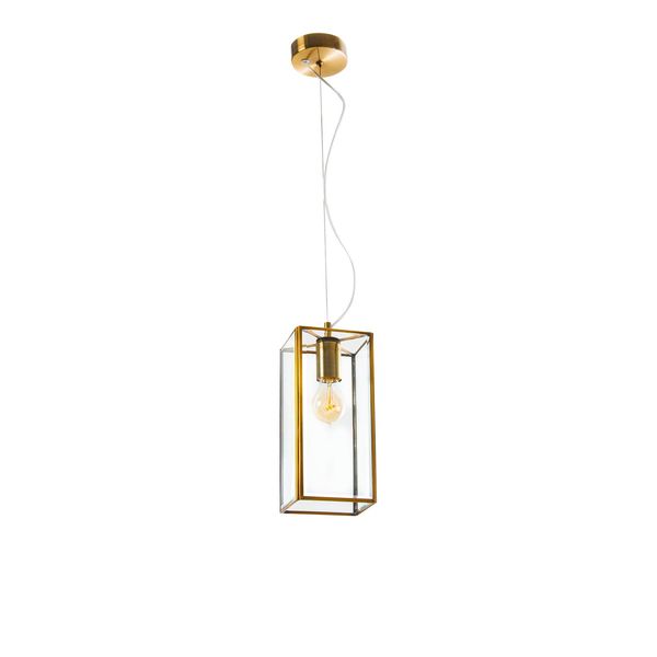 Antique Brass Metal Clear Glass LED E27 1x12 Watt 230 Volt IP20 Bulb Excluded L: 13 W: 13 H1: 32 H2: 130 cm Adjustable height image 1