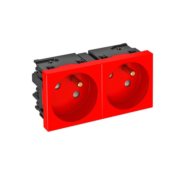 STD-F3C SRO2 33° socket, Connect 45, with earthing pin, double, signal red image 1