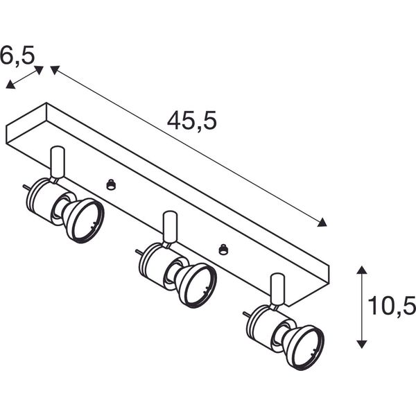 ASTO III wall- & ceiling lamp, GU10, max. 3x75W, brushed alu image 3