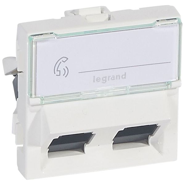 Double RJ45 socket Mosaic category 6 UTP 45° 2 modules white image 2