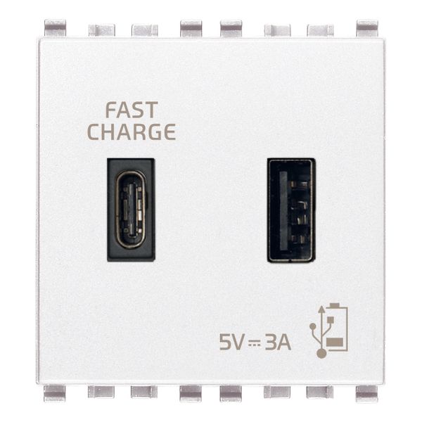 A+C-USB supply unit 15W 3A 5V 2M white image 1