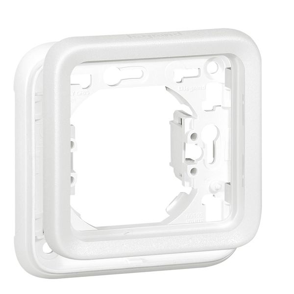 Plate support Plexo IP55 antibacterial - 1 gang - modular - Artic white image 2