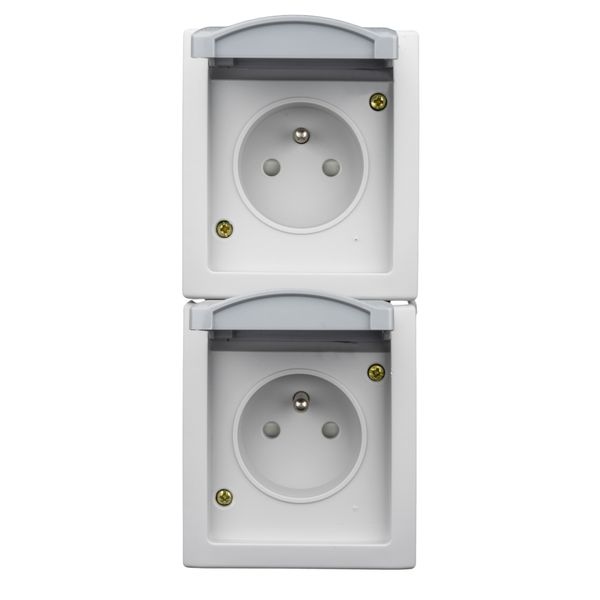 Vertical combi. two-gang pin socket outlet, VISIO IP54 image 3