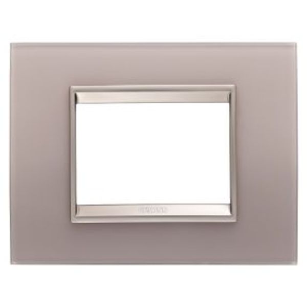 LUX PLATE - IN GLASS - 3 MODULES - PEARLY GRAY - INNER FRAME MATT LIGHT BRONZE - CHORUSMART image 1