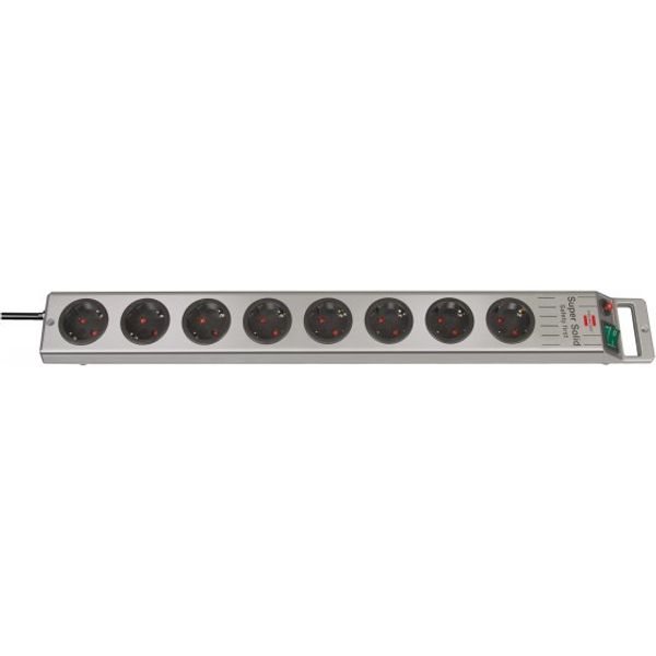 Super-Solid Line extension socket 8-way silver 2,5m H05VV-F 3G1,5 image 1