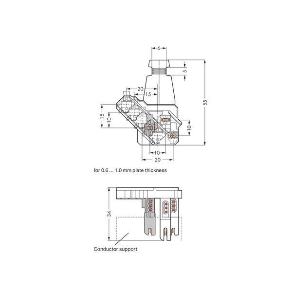 Female connector without ground contact with strain relief plate white image 3