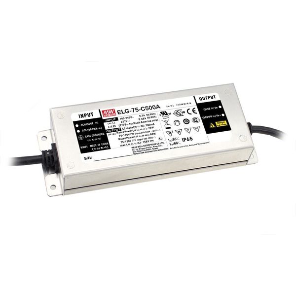 ELG-75-24-3Y Led driver, IP67 75,6W, 24V, 3,15A CV+CC + PE, MEAN WELL image 1