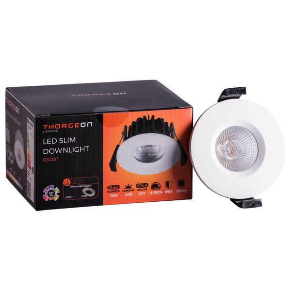 LED Downlight 10W DIMM CCT 800Lm  40° CRI 90 Flicker-Free Cutout 68-72mm (External Driver Included)  RAL9003 THORGEON image 1