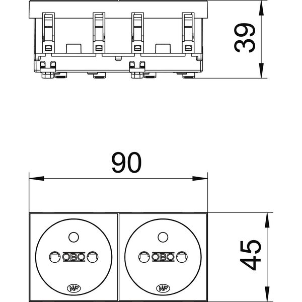 STD-F0 RW2 Socket 0°, double with earth pin 250V, 10/16A image 2