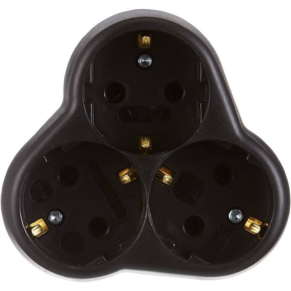 Accessories Black Yonca Earthed Three Gang Plug Socket image 1