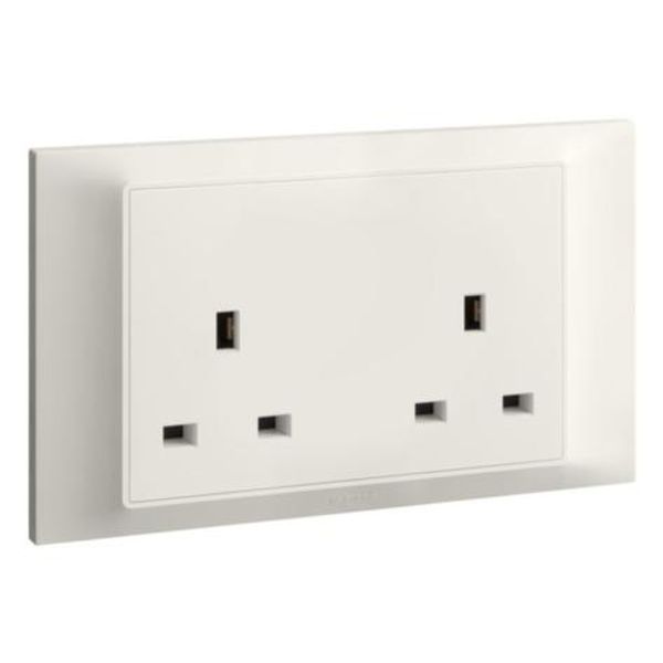 Belanko S - 2 gang BS unswitched socket outlet - 13A - Ivory image 1