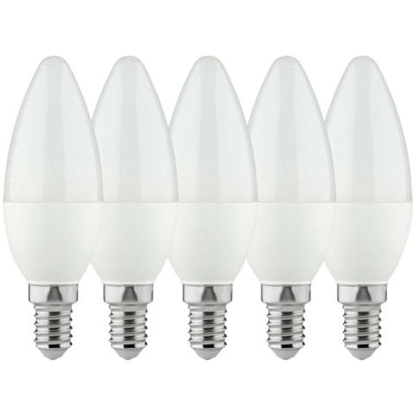 LED SMD Bulb - Candle C37 E14 4.5W 470lm 2700K Opal 150°  - 5-pack image 1