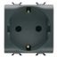 GERMAN STANDARD SOCKET-OUTLET 250V ac - FRONT TIGHTENING TERMINALS - 2P+E 16A - 2 MODULES - SATIN BLACK - CHORUSMART thumbnail 2