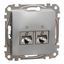 Double DATA Outlet CAT 6A STP, Sedna Design & Elements, RJ45, Aluminium thumbnail 4