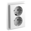 SCHUKO double socket-outlet, shuttered, screwless term., lotus white, D-Life thumbnail 4