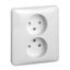 Exxact double socket-outlet unearthed screwless white thumbnail 2