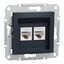 Asfora - double Data socket - RJ45 cat5e UTP, wo frame, anthracite thumbnail 3