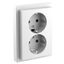 SCHUKO double socket-outlet, shuttered, screwless term., lotus white, D-Life thumbnail 2