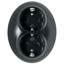 Renova - double socket outlet - 2P + E - 16 A - 250 V AC - black thumbnail 4