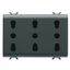 ITALIAN STANDARD TRIPLE SOCKET-OUTLET 250V ac - 3X2P+E 16A DUAL AMPERAGE - P11-P17 - 3 MODULES - SATIN BLACK - CHORUSMART thumbnail 2