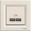 Asfora - double USB charger 2.1 A - cream thumbnail 2