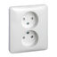 Exxact double socket-outlet unearthed screw white thumbnail 4