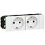 Double socket Mosaic - 2 x 2P+E - for snap on trunking - white thumbnail 2