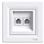 Asfora, double telephone socket, RJ11, white thumbnail 2