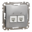 Double Telephone socket, Sedna Design & Elements, RJ11, Aluminium thumbnail 5