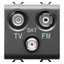 SOCKET-OUTLET TV-FM-SAT - DIRECT - 2 MODULES - SATIN BLACK - CHORUSMART thumbnail 1