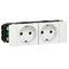 Double socket Mosaic - 2 x 2P+E - for snap on trunking - white thumbnail 1