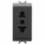 EURO-AMERICAN STANDARD SOCKET-OUTLET 250/125V ac -2P+E 15A - 1 MODULE - SATIN BLACK - CHORUSMART thumbnail 2