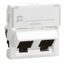 Double RJ45 socket Mosaic category 5e UTP 45° 2 modules white thumbnail 1